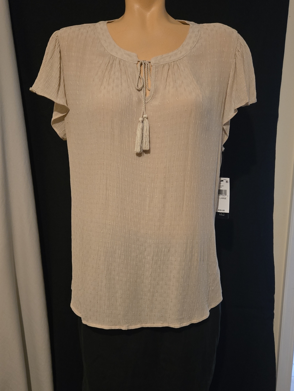 BCX Sand Color Lightweight Textured Blouse